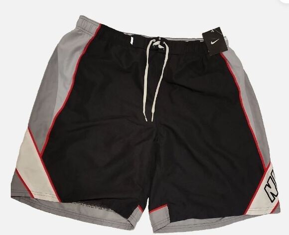 NIKE mens XXL Black and Gray Athletic Shorts Swim trunks w pocket mesh lined 2xl - Picture 1 of 8